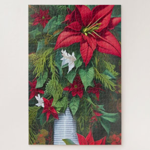 Die Roten Amaryllis und die Poinsettia Bouquet Puzzle
