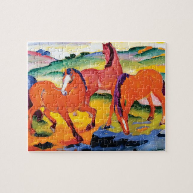 Die Roten Pferde von Franz Marc Puzzle (Horizontal)