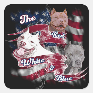 Die roten, weißen und blauen Hunde Quadratischer Aufkleber