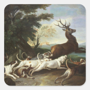 Die Rotwild-Jagd, 1718 Quadratischer Aufkleber