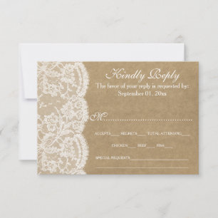 Die RSVP-Karten der Kraft & Spitzen-Hochzeitssamml RSVP Karte