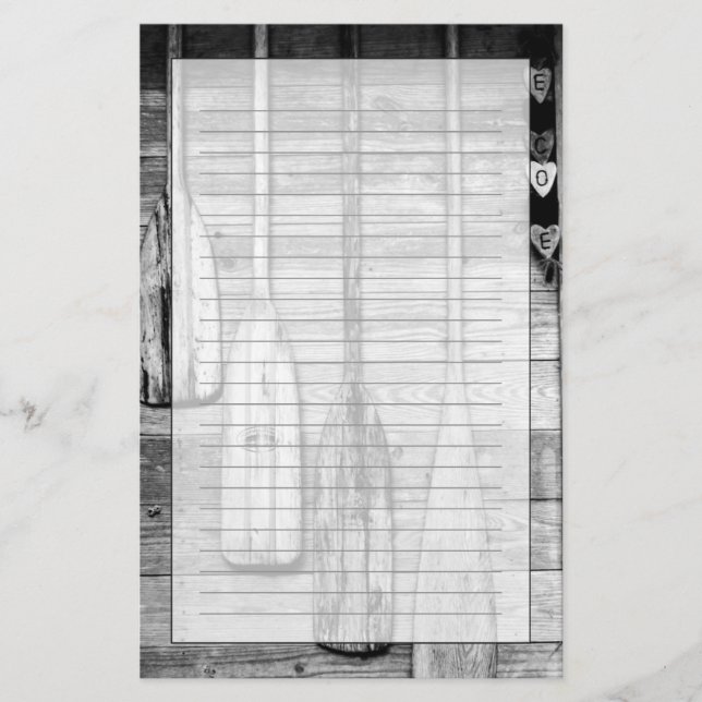 Die Ruder hängen an einem Holzschuppen in Big Cypr Briefpapier (Vorderseite)