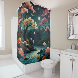 Die Ruhe im Sunset: Traditionelle chinesische Gart Duschvorhang