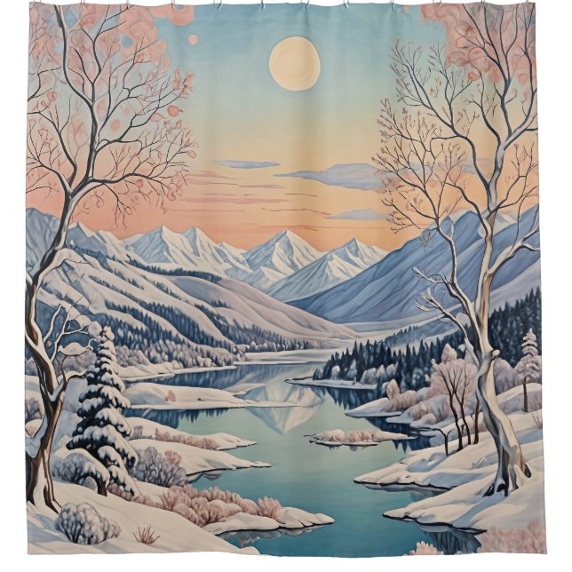 Die Ruhe im Winter Duschvorhang (Vorderseite)