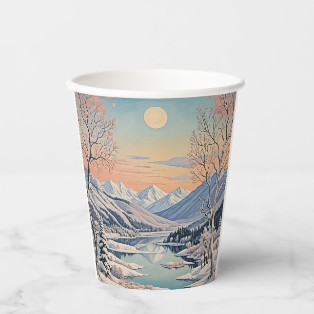 Die Ruhe im Winter Pappbecher (Vorderseite)