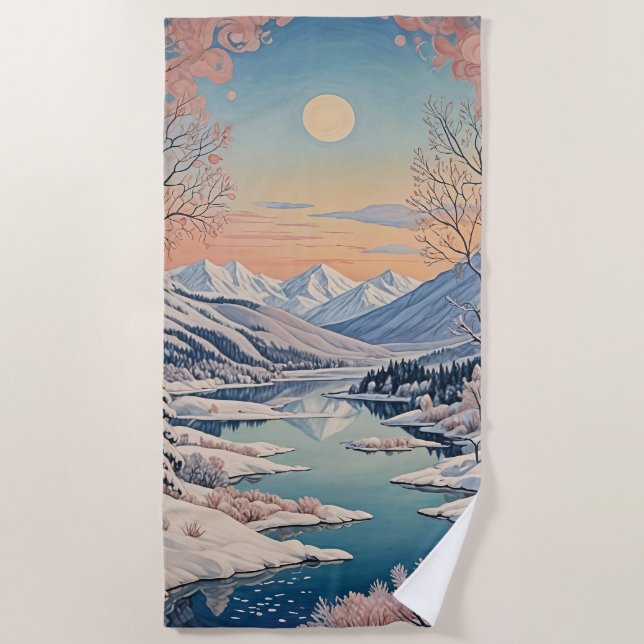 Die Ruhe im Winter Strandtuch (Vorderseite)