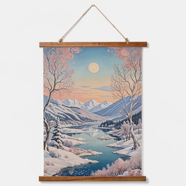 Die Ruhe im Winter Wandteppich Mit Holzrahmen (Vorderseite)