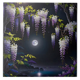 Die ruhige japanische Kunst der Wisteria mit bl Fliese