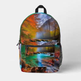 Die ruhige Landschaft der Herbstflüsse Bedruckter Rucksack