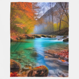 Die ruhige Landschaft der Herbstflüsse Fleecedecke