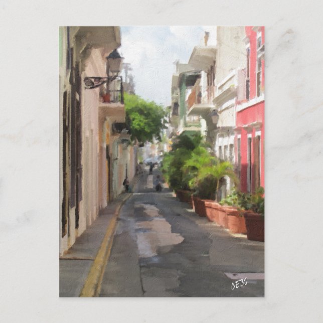 Die ruhige Little Street Puerto Rico Postkarte (Vorderseite)