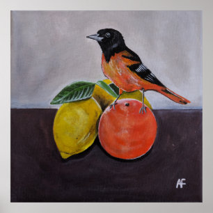 Die ruhige Pose des Orioles Gemälde von Alfred Fox Poster