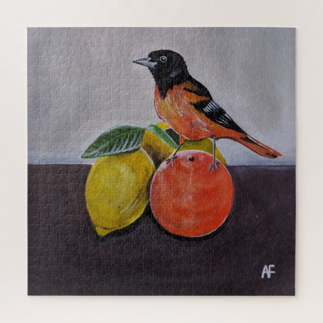 Die ruhige Pose des Orioles Gemälde von Alfred Fox Puzzle (Vertikal)