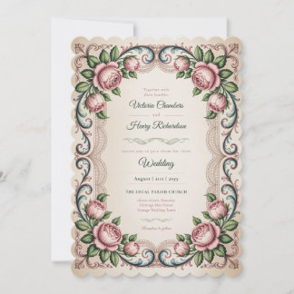 Die ruhige Romanze Vintage-Hochzeit von Anne Ellio Einladung