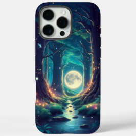 Die ruhige Wald- und Mondgestaltung iPhone 16 Pro Max Hülle