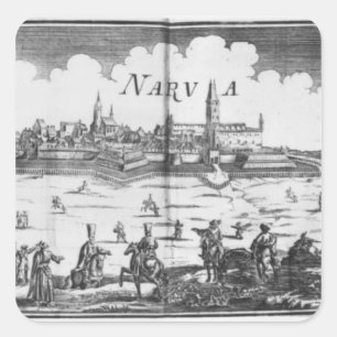 Die russische Armee, die Narva im Jahre 1700 Quadratischer Aufkleber