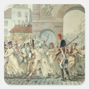 Die russischen Gefangenen paraded auf dem Boulevar Quadratischer Aufkleber