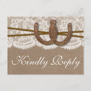 Die Rustic Horseshoe Hochzeitskollektion RSVP Einladungspostkarte