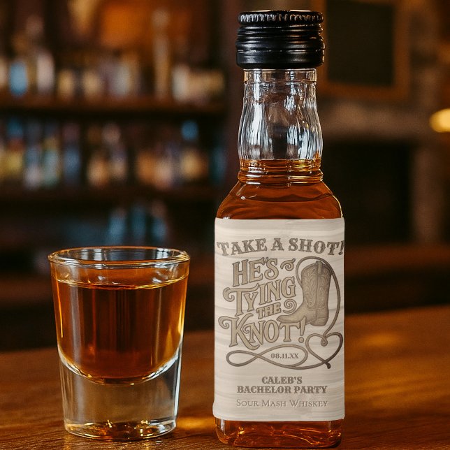 Die Rustikal-Bachelor-Party mit einem Schuss verbi Alkoholflaschenetikett (Von Creator hochgeladen)