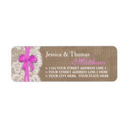 Die rustikal rosa Bow Wedding Collection Labels