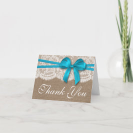 Die rustikale Blue Bow Wedding Collection Dankeskarte