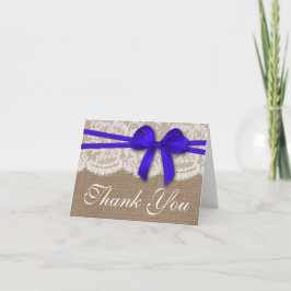 Die rustikale Blue Bow Wedding Collection Dankeskarte