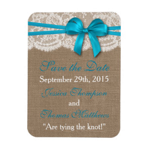 Die rustikale Blue Bow Wedding Collection Magnet