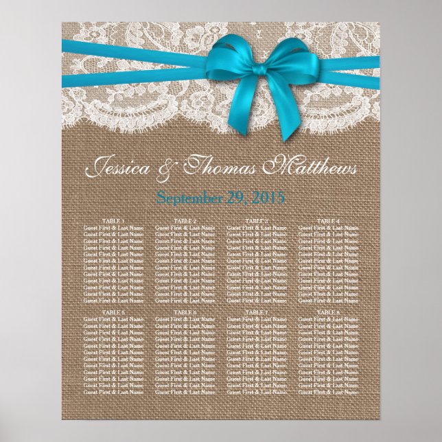 Die rustikale Blue Bow Wedding Collection Poster (Vorne)
