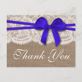 Die rustikale Blue Bow Wedding Collection Postkarte