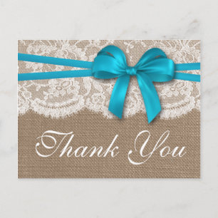 Die rustikale Blue Bow Wedding Collection Postkarte