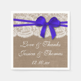 Die rustikale Blue Bow Wedding Collection Serviette