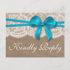 Die rustikale Blue Bow Wedding Collection UAWG Einladungspostkarte