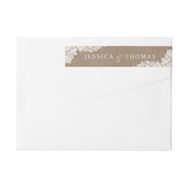 Die rustikale Burlap- und Vintage White Lace-Kolle (Rückseite)