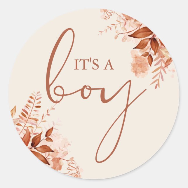 Die Rustikale Herbst-Babydusche ist ein Junge Runder Aufkleber (Vorderseite)