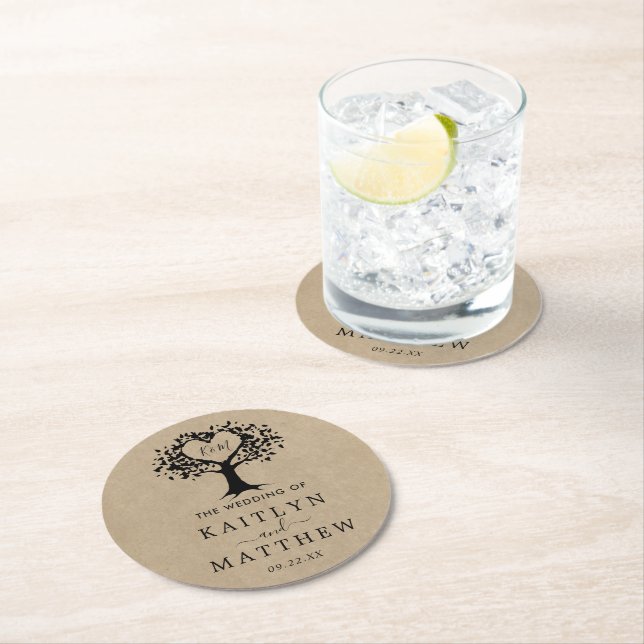 Die rustikale Herzenssammlung Runder Pappuntersetzer (Vor Ort)