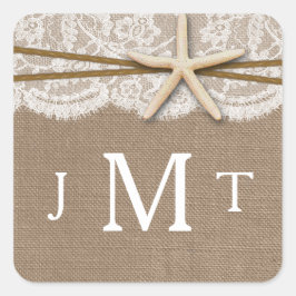 Die rustikale Hochzeitskollektion am Strand von St Quadratischer Aufkleber