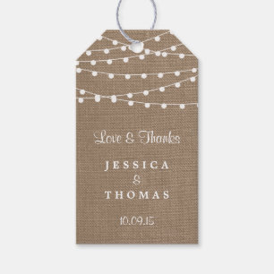 Die rustikale Hochzeitskollektion der Burlap-Licht Geschenkanhänger