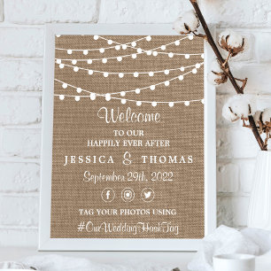 Die rustikale Hochzeitskollektion der Burlap-Licht Poster