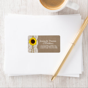 Die rustikale Hochzeitskollektion der Sonnenblumen Adressaufkleber