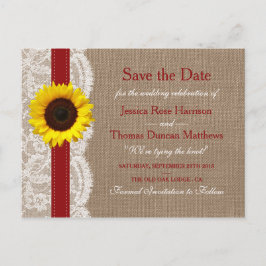 Die rustikale Hochzeitskollektion der Sonnenblumen Ankündigungspostkarte