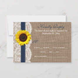Die rustikale Hochzeitskollektion für Sonnenblumen RSVP Karte