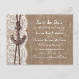 Die rustikale Hochzeitskollektion mit dem Anker Ankündigungspostkarte