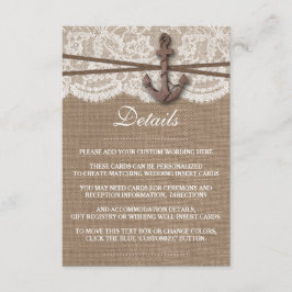 Die rustikale Hochzeitskollektion mit dem Anker Begleitkarte
