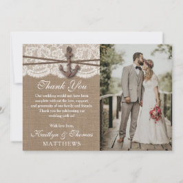 Die rustikale Hochzeitskollektion mit dem Anker Dankeskarte