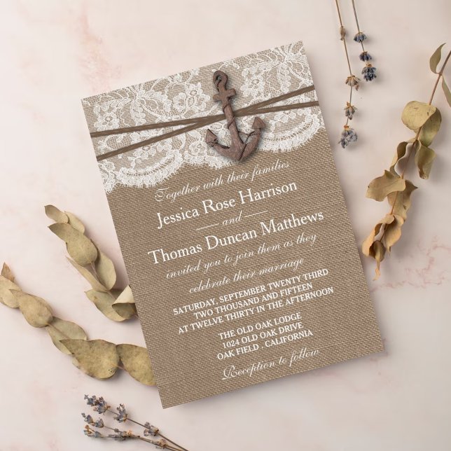 Die rustikale Hochzeitskollektion mit dem Anker Einladung (Von Creator hochgeladen)