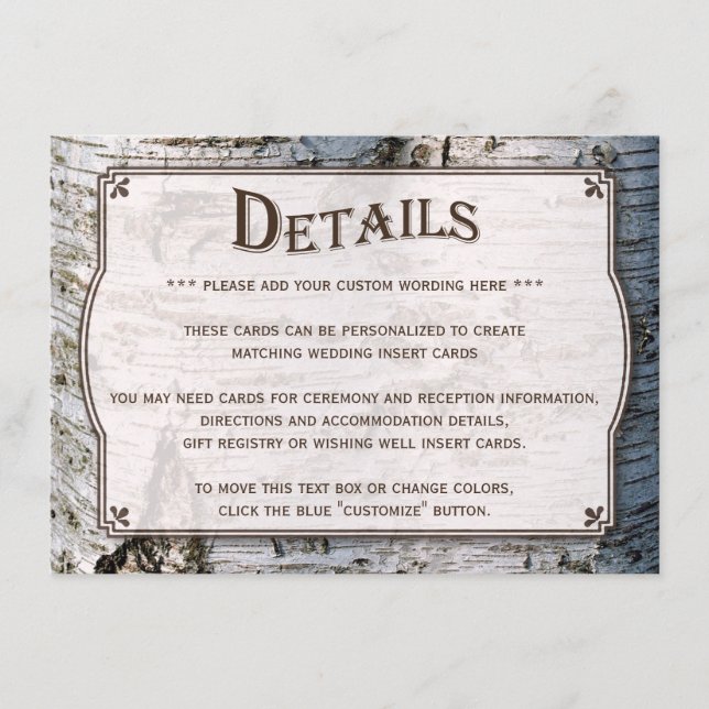 Die rustikale Hochzeitskollektion Silberbaum Begleitkarte (Vorderseite)