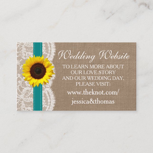 Die rustikale Hochzeitssammlung für Sonnenblumen - Begleitkarte (Vorderseite)