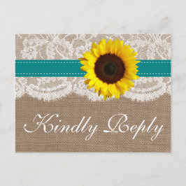 Die rustikale Hochzeitssammlung für Sonnenblumen - Einladungspostkarte