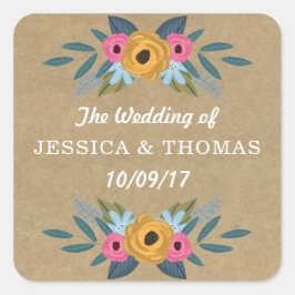 Die Rustikale Kraft-Blumenzwiebelsammlung Quadratischer Aufkleber