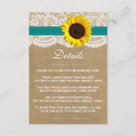 Die rustikale Kraft Sonnenblumen-Hochzeitssammlung Begleitkarte